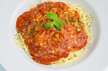 Delicious spaghetti with bolognese sauce