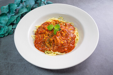Delicious spaghetti with bolognese sauce