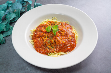 Delicious spaghetti with bolognese sauce