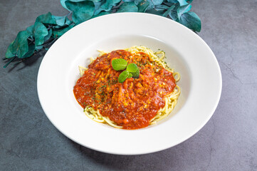 Delicious spaghetti with bolognese sauce