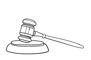 Judge hammer on wooden table, symbol of justice for all