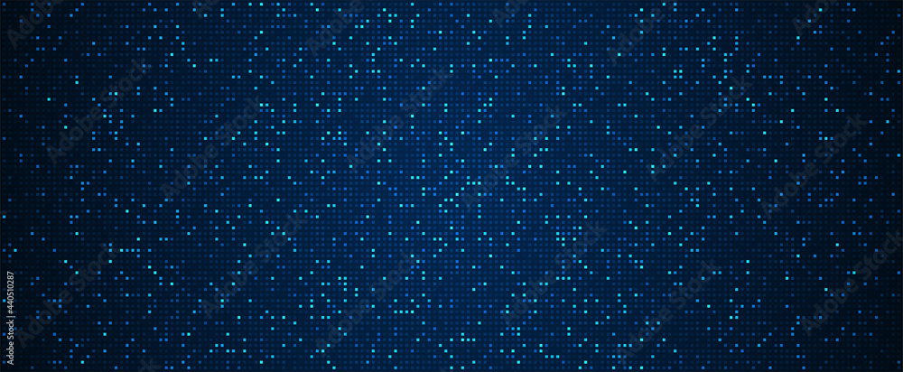 Poster digital technology background. digital data square blue pattern pixel background