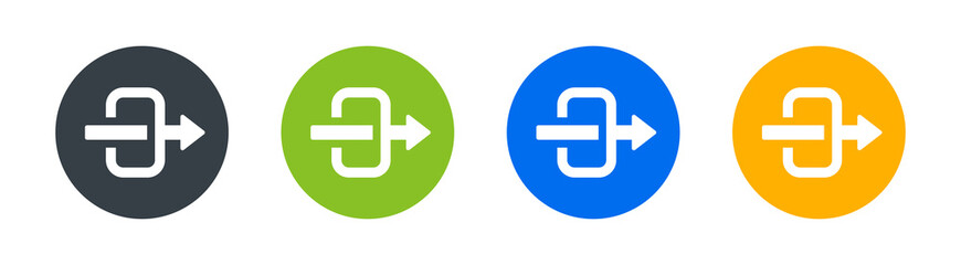 Arrow across object symbol sign icon. Through, pierce penetrate symbol.