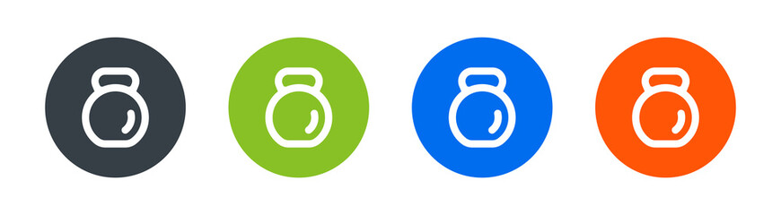 Gym weight kettlebell icons set.