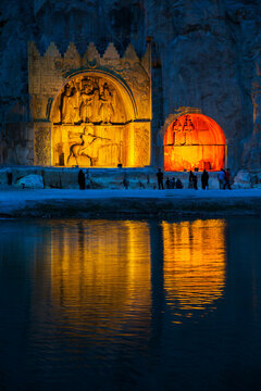 Taq-e Bostan in Kermanshah, Iran, is a site with a series of large rock relief from the era of Sassanid Empire of Persia.