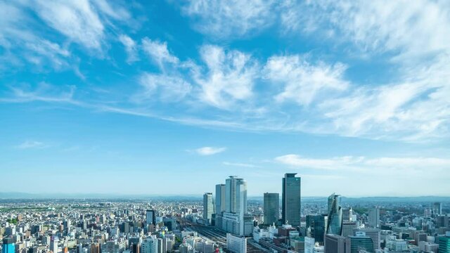 都市景観と青空　タイムラプス