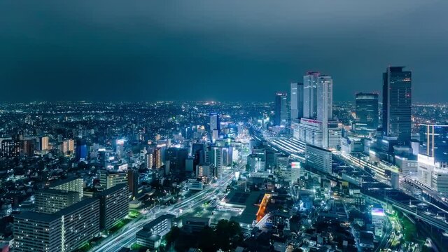 都市夜景　タイムラプス