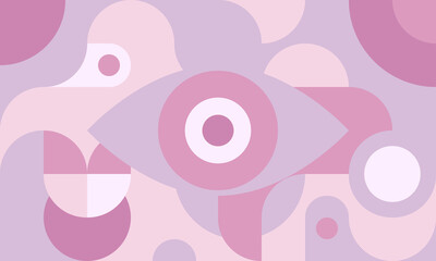 Funky background in bauhaus style with eye