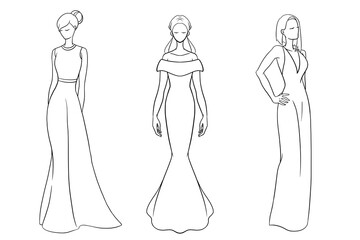 ドレスレディ　デザイン1   線画