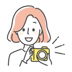 simple illustration of lady having camera