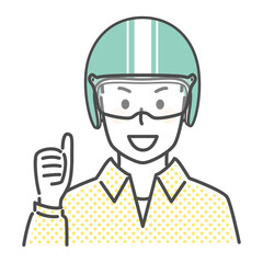 simple illustration of man puting on helmet