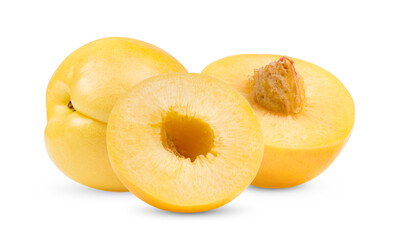 Naklejka na ściany i meble yellow nectarine fruit on white