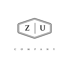 initial ZU logo design vector