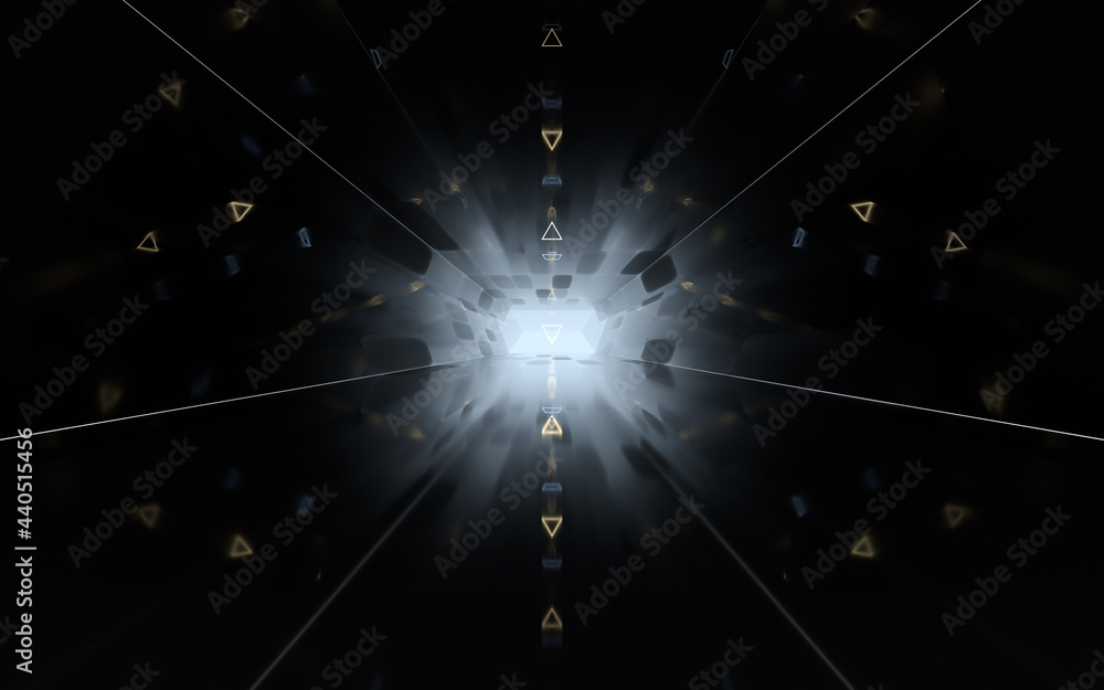 Poster tunnel with triangle background,3d rendering.