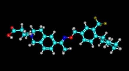 Siponimod molecular structure isolated on black