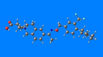 Siponimod molecular structure isolated on blue