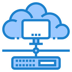 Cloud network blue style icon