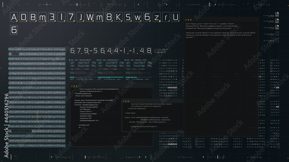 Aufkleber Cyber Crime concept : A programmer hacker trying to breached crypto currency address security by using algorithm source code to exploit weakness in password security