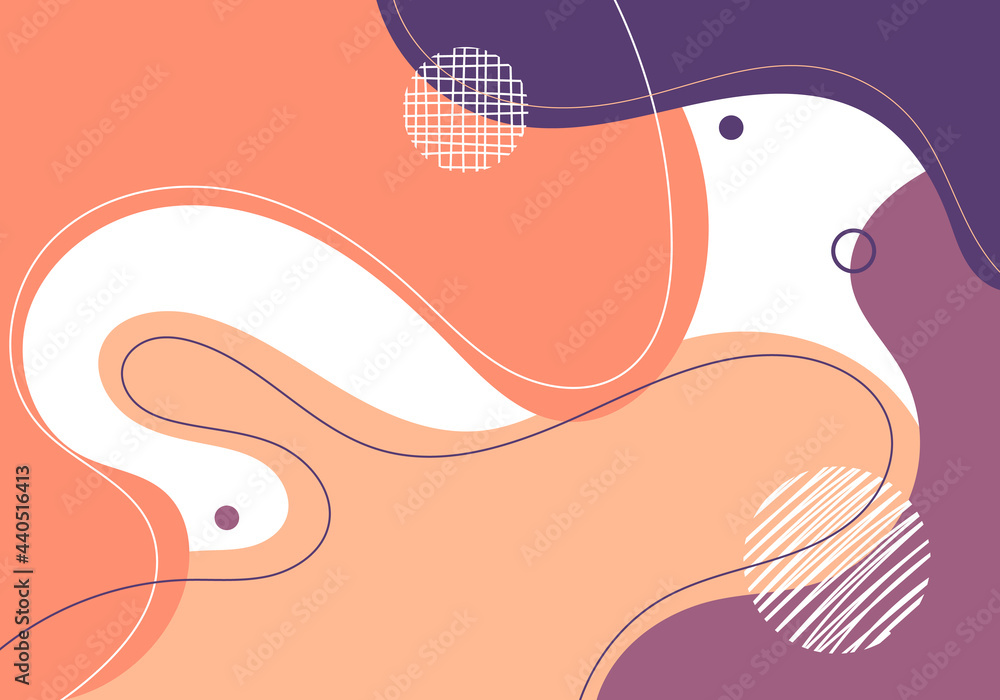 Poster abstract organic shape pattern with geometric shape line and dot background
