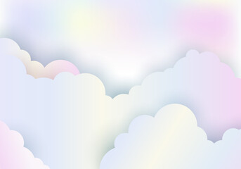 Cloudy rainbow color pastel sky background paper cut style
