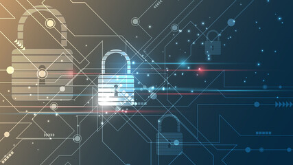 Padlock Security cyber digital concept Abstract technology background protect system innovation vector illustration