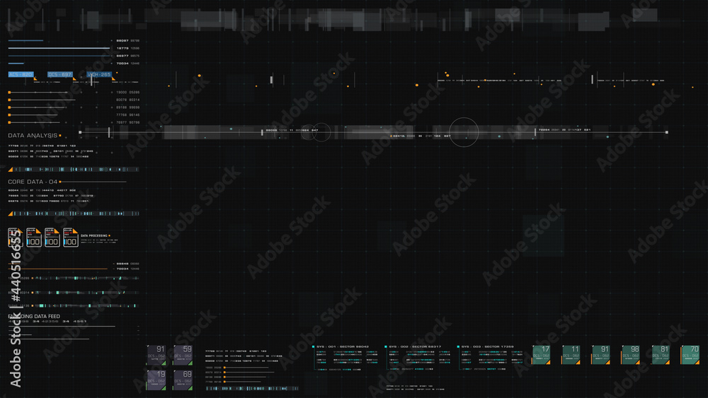 Poster Futuristic digital city map layout with satellite GPS coordinate searching and target tracking, interface head up display screen with data telemetry information for background display