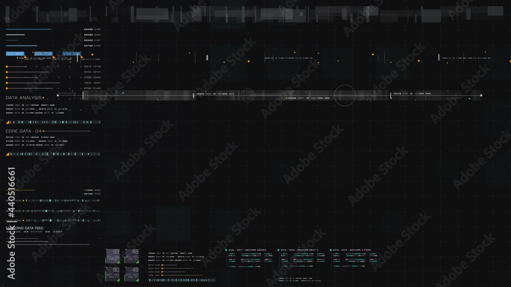 Poster Futuristic digital city map layout with satellite GPS coordinate searching and target tracking, interface head up display screen with data telemetry information for background display