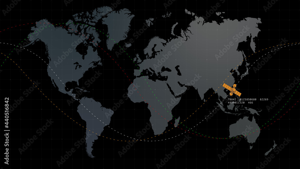 Poster Futuristic digital city map layout with satellite GPS coordinate searching and target tracking, interface head up display screen with data telemetry information for background display