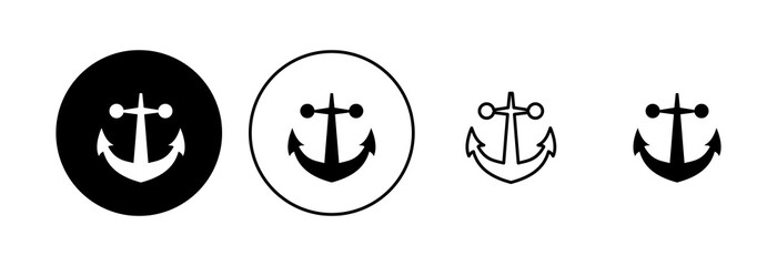 Anchor icon set. Anchor symbol logo. Anchor marine icon.