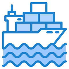 Obraz premium Cargo ship blue style icon