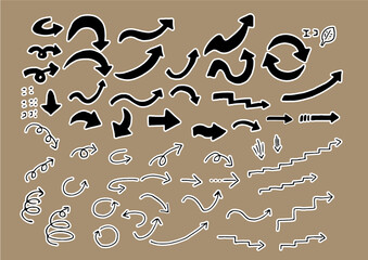 手描きの矢印白ふち太め