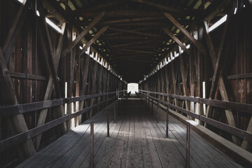 Covered Bridge - Knights Ferry, California - Wood Tunnel River Crossing