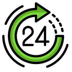 24 Hour Delivery color line style icon