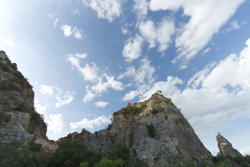 Fototapeta na wymiar Limestone Mountain Viewpoint in Ratchaburi Province, Thailand