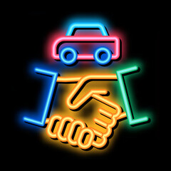 car purchase deal neon light sign vector. Glowing bright icon car purchase deal sign. transparent symbol illustration