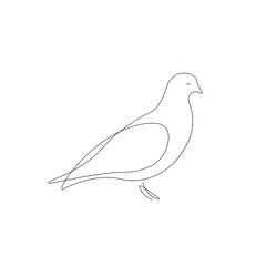 Dove bird silhouette line drawing vector illustration