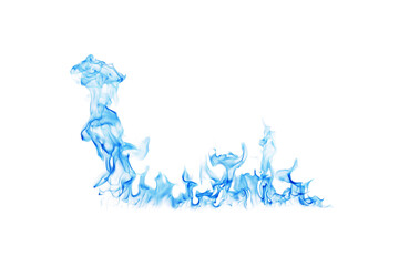blue fire smoke isolated on white background