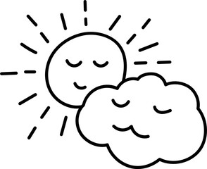 sun and cloud doodle icon