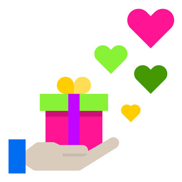 Gift heart box flat style icon