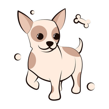 Cute Cartoon Vector Illustration icon of a Chihuahua puppy dog. It is flat design.