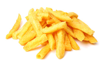 french fries on white background 