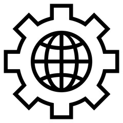 Fototapeta premium Global gear outline style icon