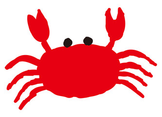 One hand-drawn red crab