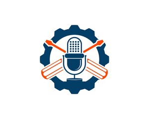 Mechanical gear with cross screwdriver and music microphone