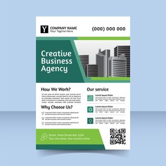 creative business agency flyer design template modern green simple minimalistic