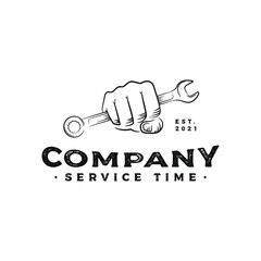 wrench and service logo  icon and vector