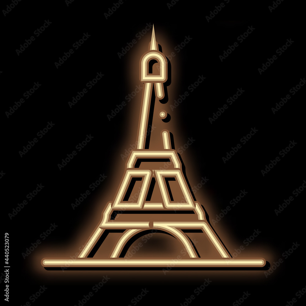 Aufkleber eiffel tower neon light sign vector. glowing bright icon eiffel tower sign. transparent symbol illus