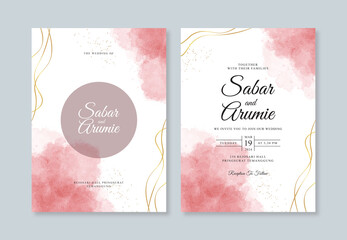 Beautiful wedding invitation template with watercolor stain