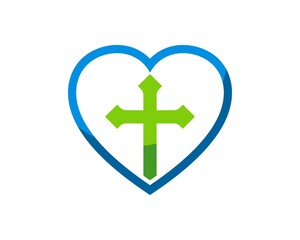 Simple love shape with religion cross inside