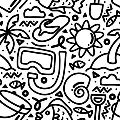 doodle set of sea holiday hand drawing